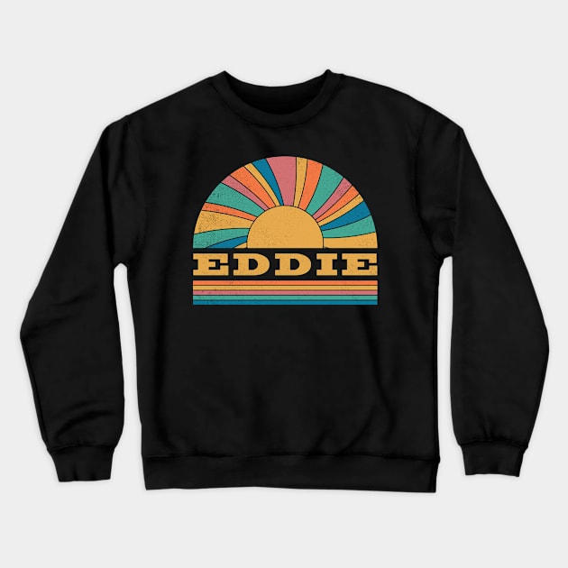 Graphic Eddie Proud Name Distressed Birthday Retro Style Crewneck Sweatshirt by Friday The 13th